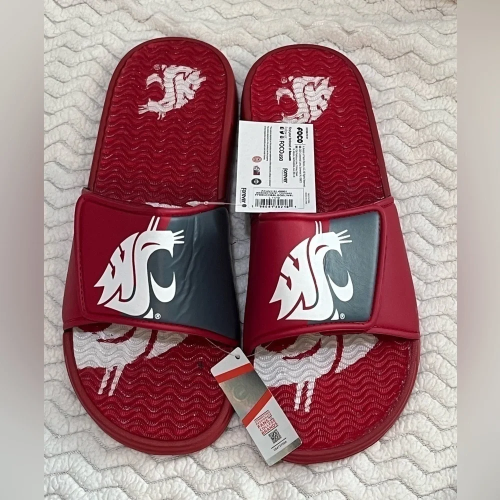 FOCO men’s Washington State Cougars Slides, size large 11/12. new with tags.